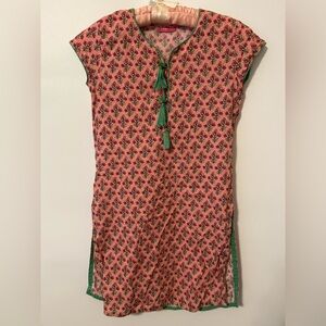 Biba Girls Pink Floral Tunic Dress - Bird Tassel Detail - Size 10